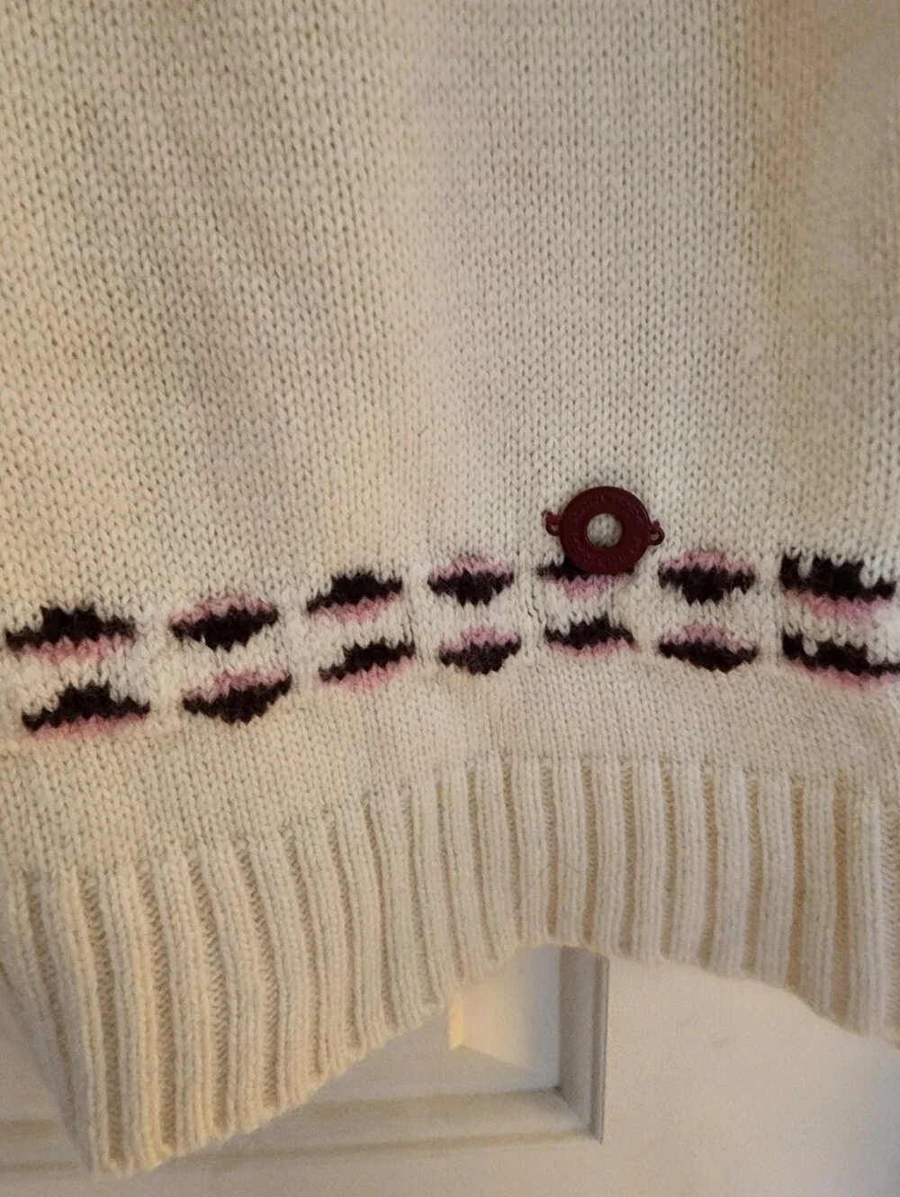 Kari Traa Sundve Fair Isle Wool Sweater Large Cream Pink&green  Apres Ski Winter